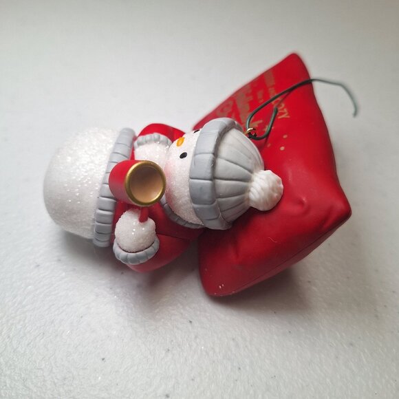 Hallmark Keepsake Warm‎ Cozy Christmas Ornament Snowman Hot Cocoa Winter Pillow - Picture 7 of 9